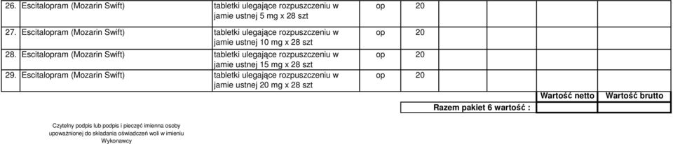 Escitalopram (Mozarin Swift) tabletki ulegające rozpuszczeniu w jamie ustnej 15 mg x 28 szt 29.