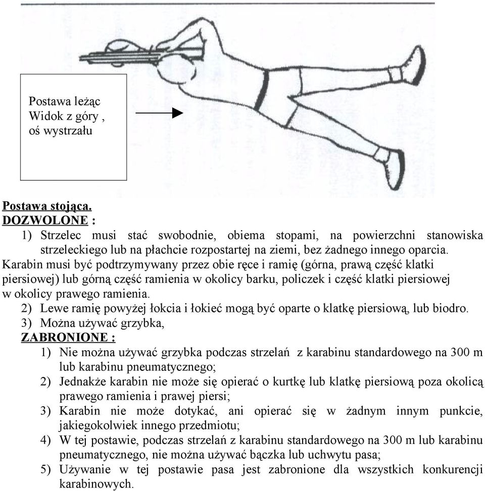 Karabin musi być podtrzymywany przez obie ręce i ramię (górna, prawą część klatki piersiowej) lub górną część ramienia w okolicy barku, policzek i część klatki piersiowej w okolicy prawego ramienia.