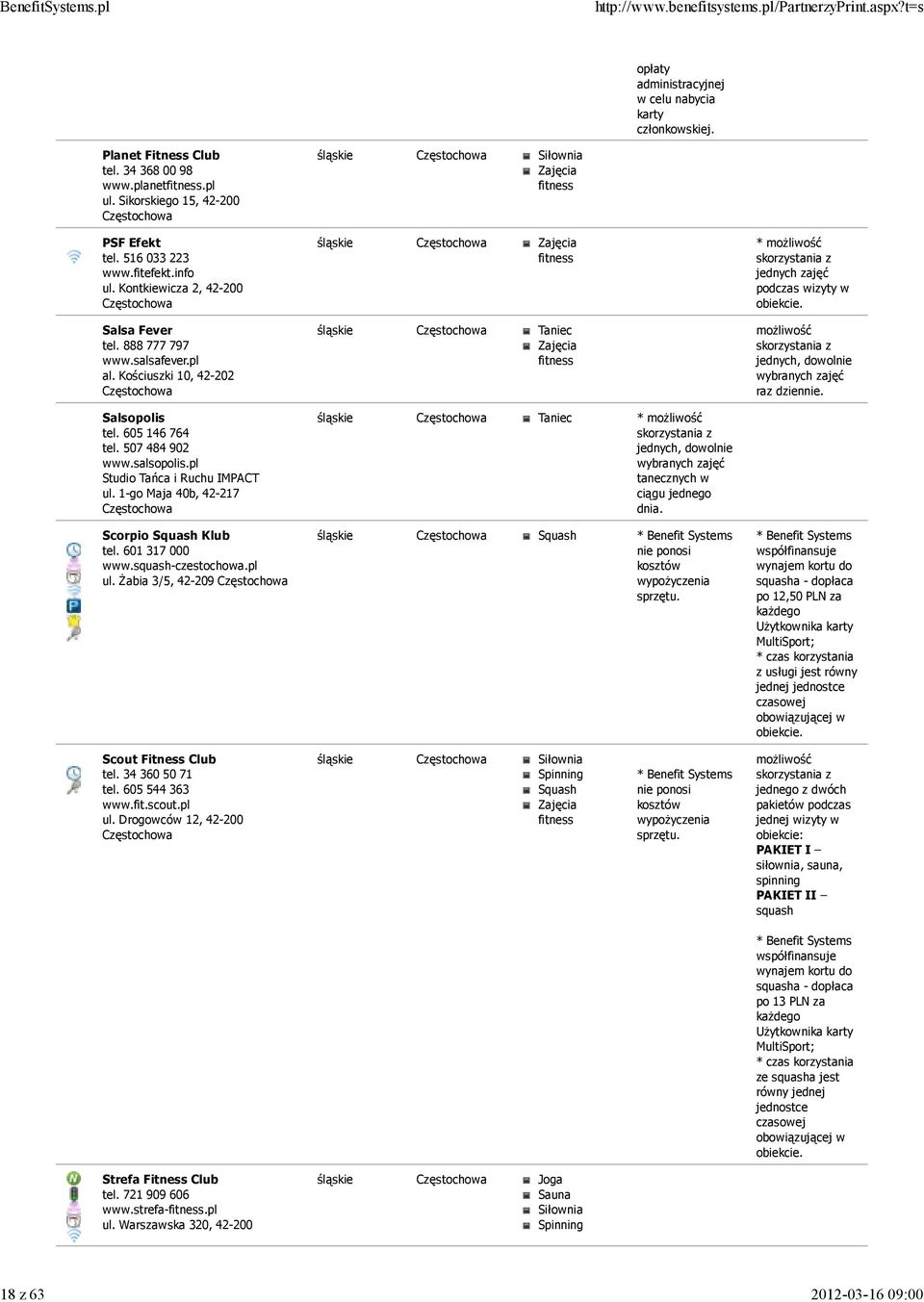 507 484 902 www.salsopolis.pl Studio Tańca i Ruchu IMPACT ul. 1-go Maja 40b, 42-217 Częstochowa Scorpio Squash Klub tel. 601 317 000 www.squash-czestochowa.pl ul.