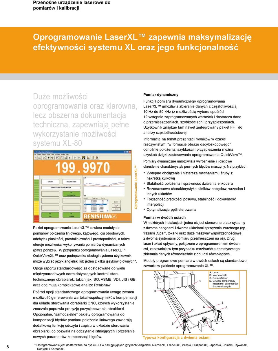 zbieranie danych z częstotliwością 10 Hz do 50 khz (z możliwością wyboru spośród 12 wstępnie zaprogramowanych wartości) i dostarcza dane o przemieszczeniach, szybkościach i przyspieszeniach.