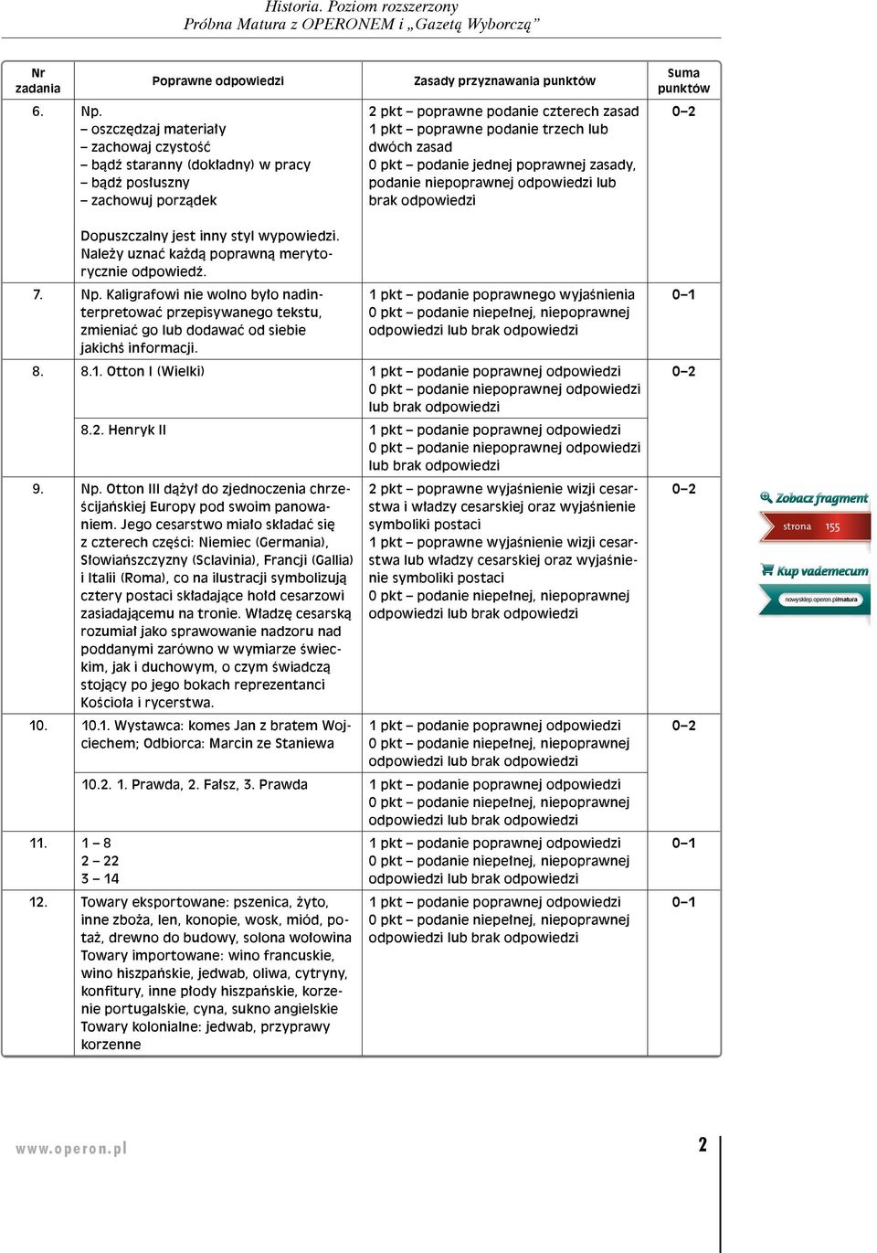 trzech lub dwóch zasad pkt podanie jednej poprawnej zasady, podanie niepoprawnej odpowiedzi lub brak odpowiedzi Suma punktów Dopuszczalny jest inny styl wypowiedzi.