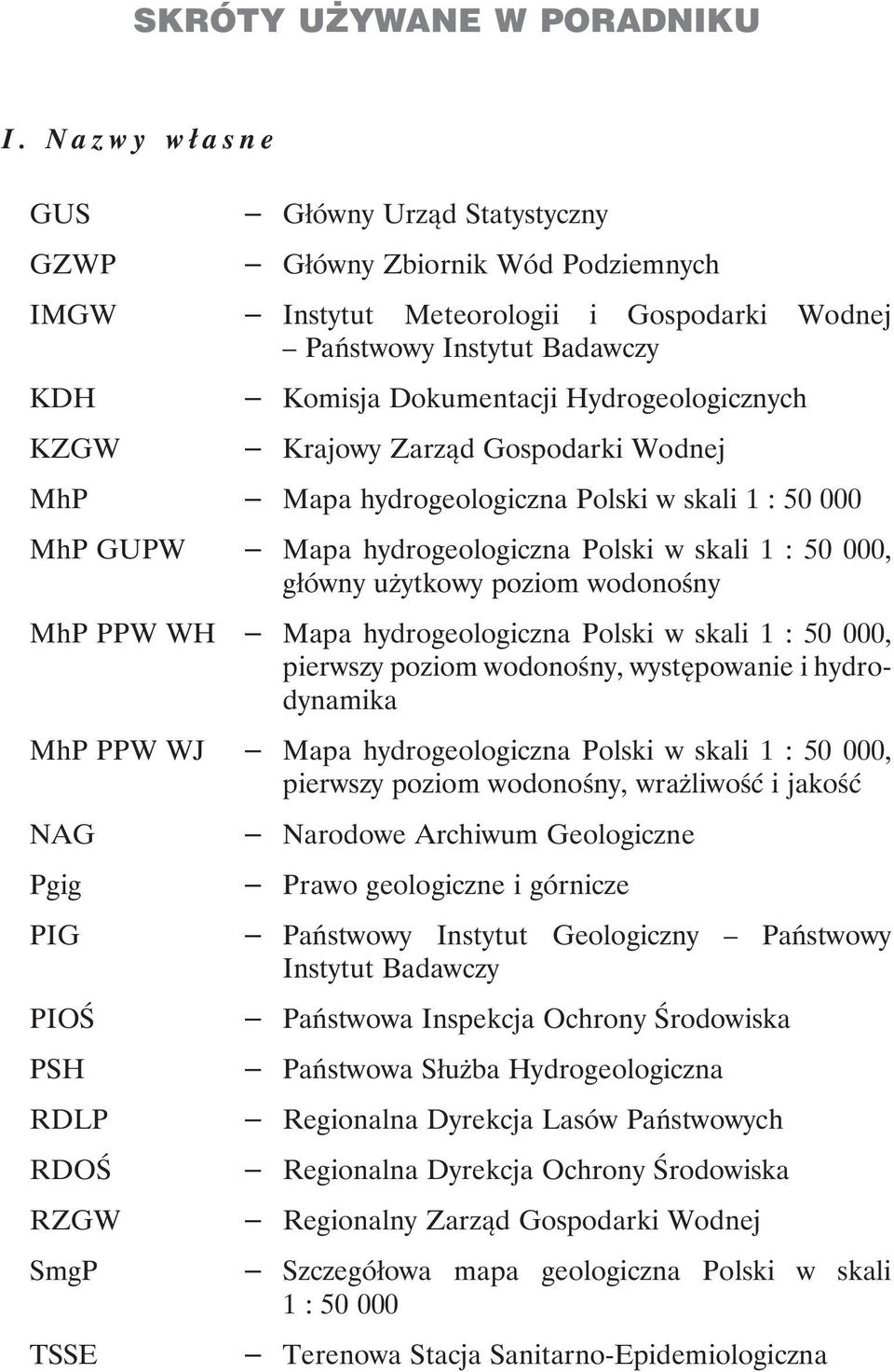 Hydrogeologicznych Krajowy Zarząd Gospodarki Wodnej MhP Mapa hydrogeologiczna Polski w skali 1 : 50 000 MhP GUPW Mapa hydrogeologiczna Polski w skali 1 : 50 000, główny użytkowy poziom wodonośny MhP