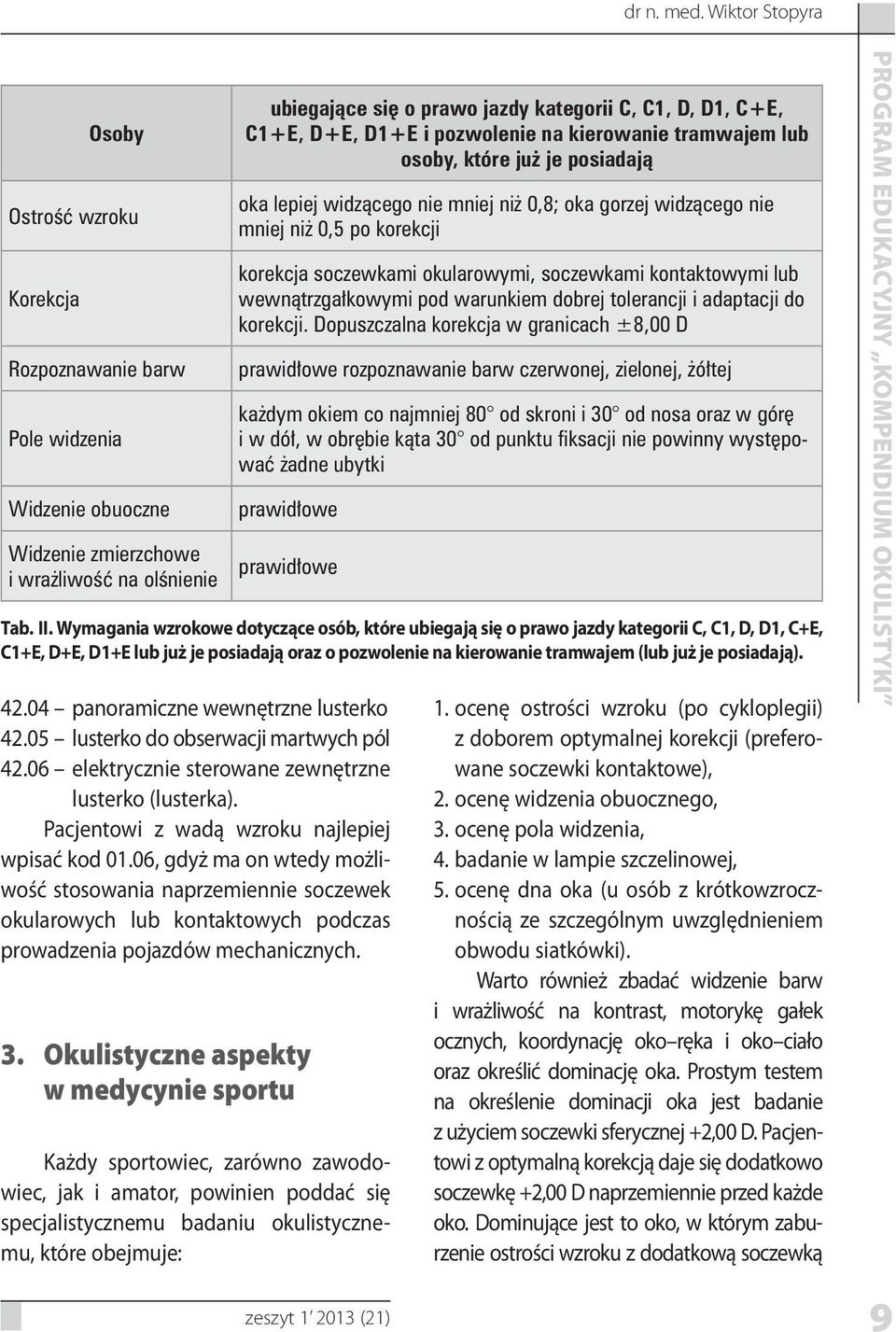 06, gdyż ma on wtedy możliwość stosowania naprzemiennie soczewek okularowych lub kontaktowych podczas prowadzenia pojazdów mechanicznych. 3.