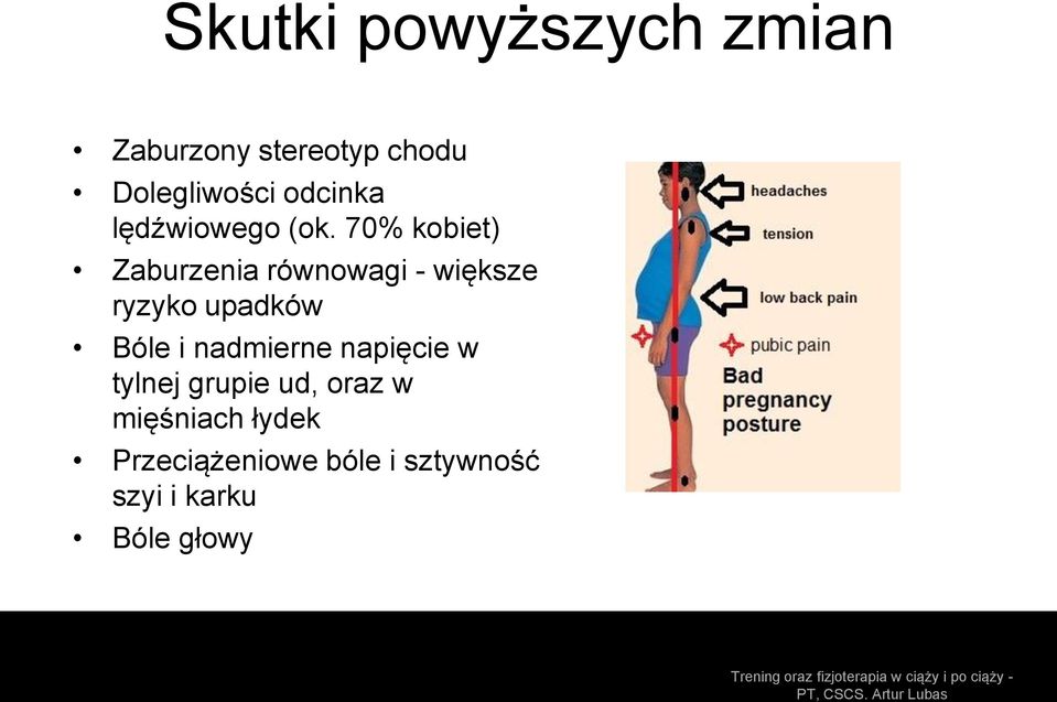 70% kobiet) Zaburzenia równowagi - większe ryzyko upadków Bóle i