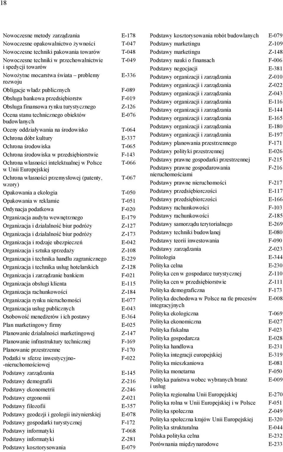 budowlanych Oceny oddziaływania na środowisko T-064 Ochrona dóbr kultury E-337 Ochrona środowiska T-065 Ochrona środowiska F-143 Ochrona własności intelektualnej w Polsce T-066 w Unii Europejskiej