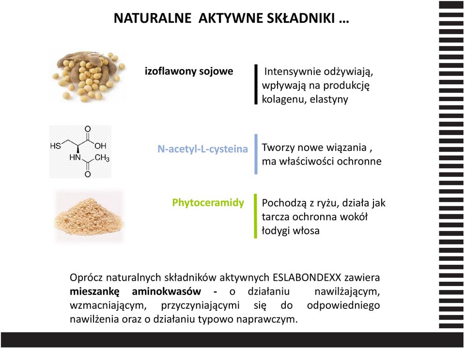 ochronna wokół łodygi włosa Oprócz naturalnych składników aktywnych ESLABONDEXX zawiera mieszankę aminokwasów - o