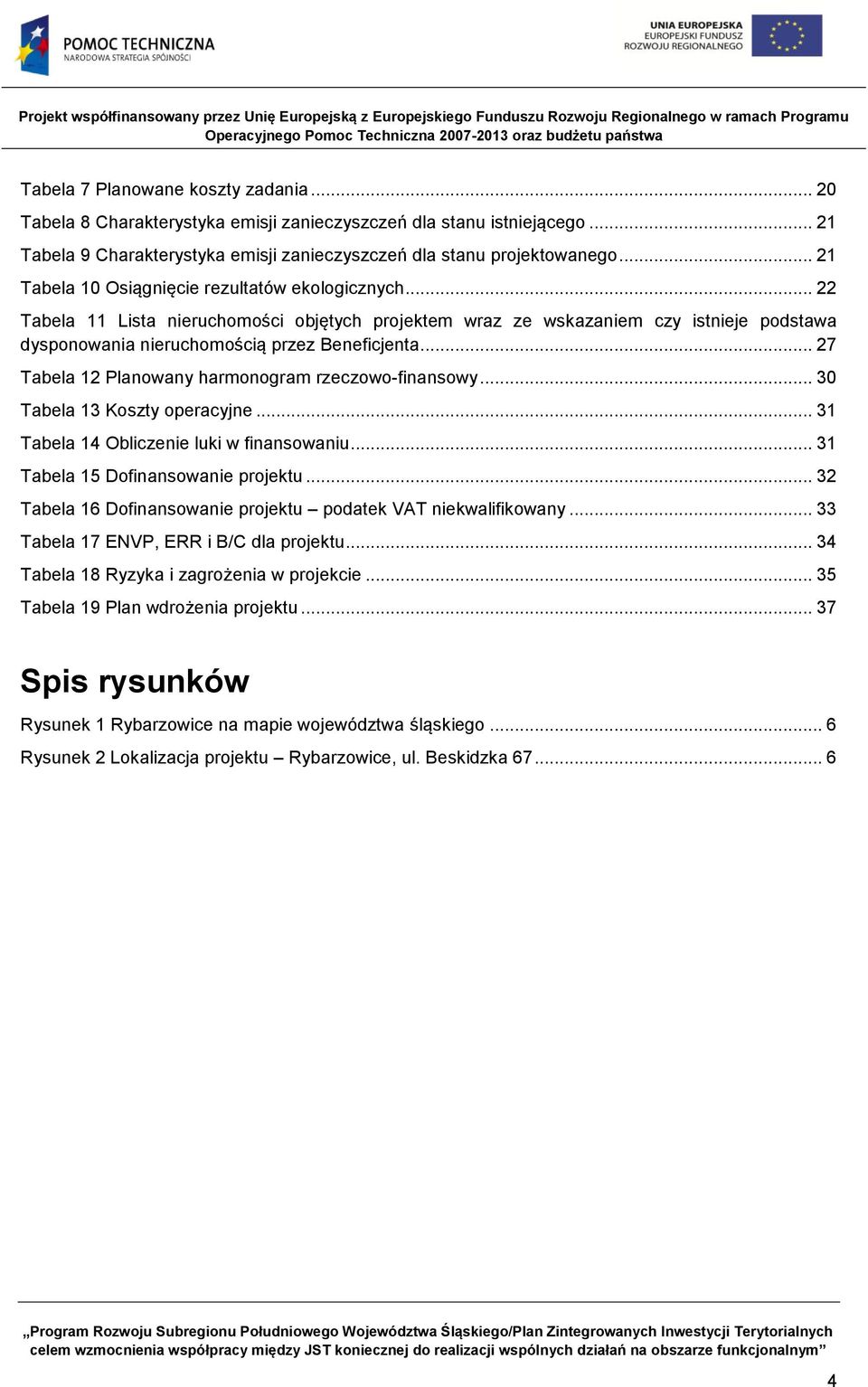 .. 27 Tabela 12 Planowany harmonogram rzeczowo-finansowy... 30 Tabela 13 Koszty operacyjne... 31 Tabela 14 Obliczenie luki w finansowaniu... 31 Tabela 15 Dofinansowanie projektu.