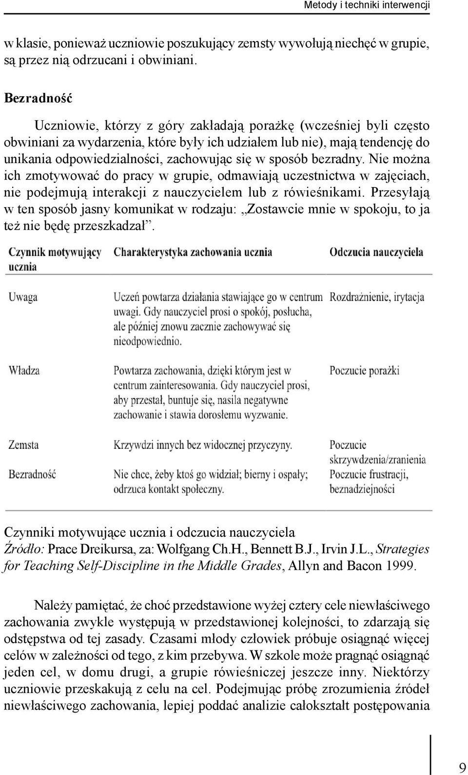 sposób bezradny. Nie można ich zmotywować do pracy w grupie, odmawiają uczestnictwa w zajęciach, nie podejmują interakcji z nauczycielem lub z rówieśnikami.