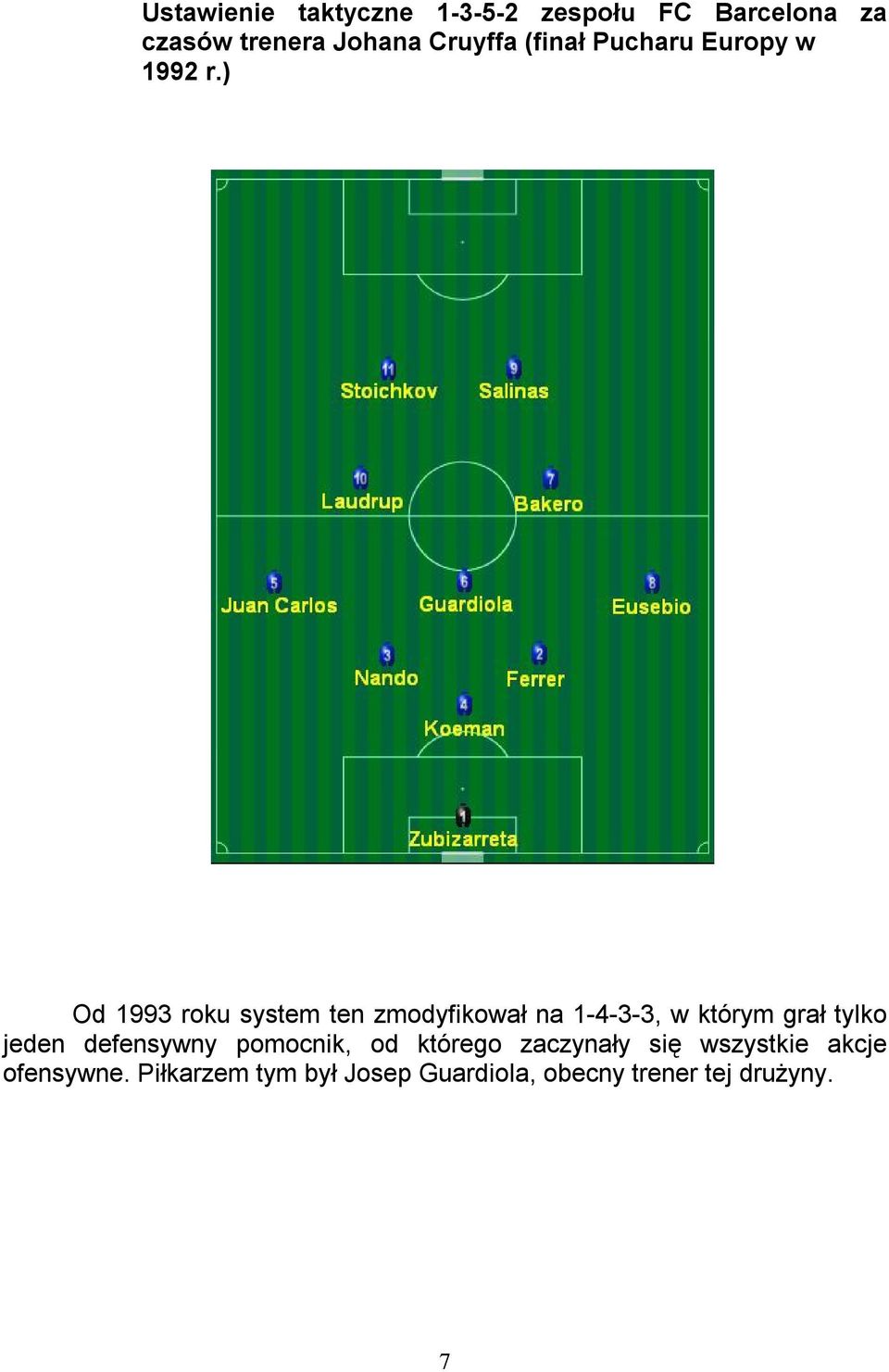 ) Od 1993 roku system ten zmodyfikował na 1-4-3-3, w którym grał tylko jeden