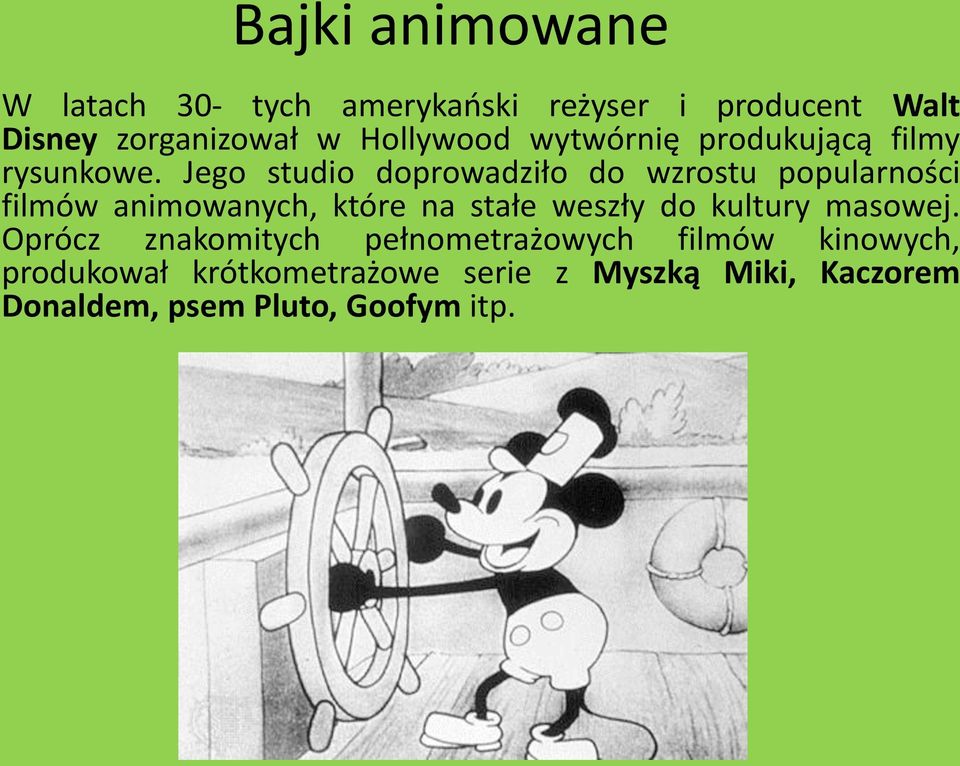 Jego studio doprowadziło do wzrostu popularności filmów animowanych, które na stałe weszły do