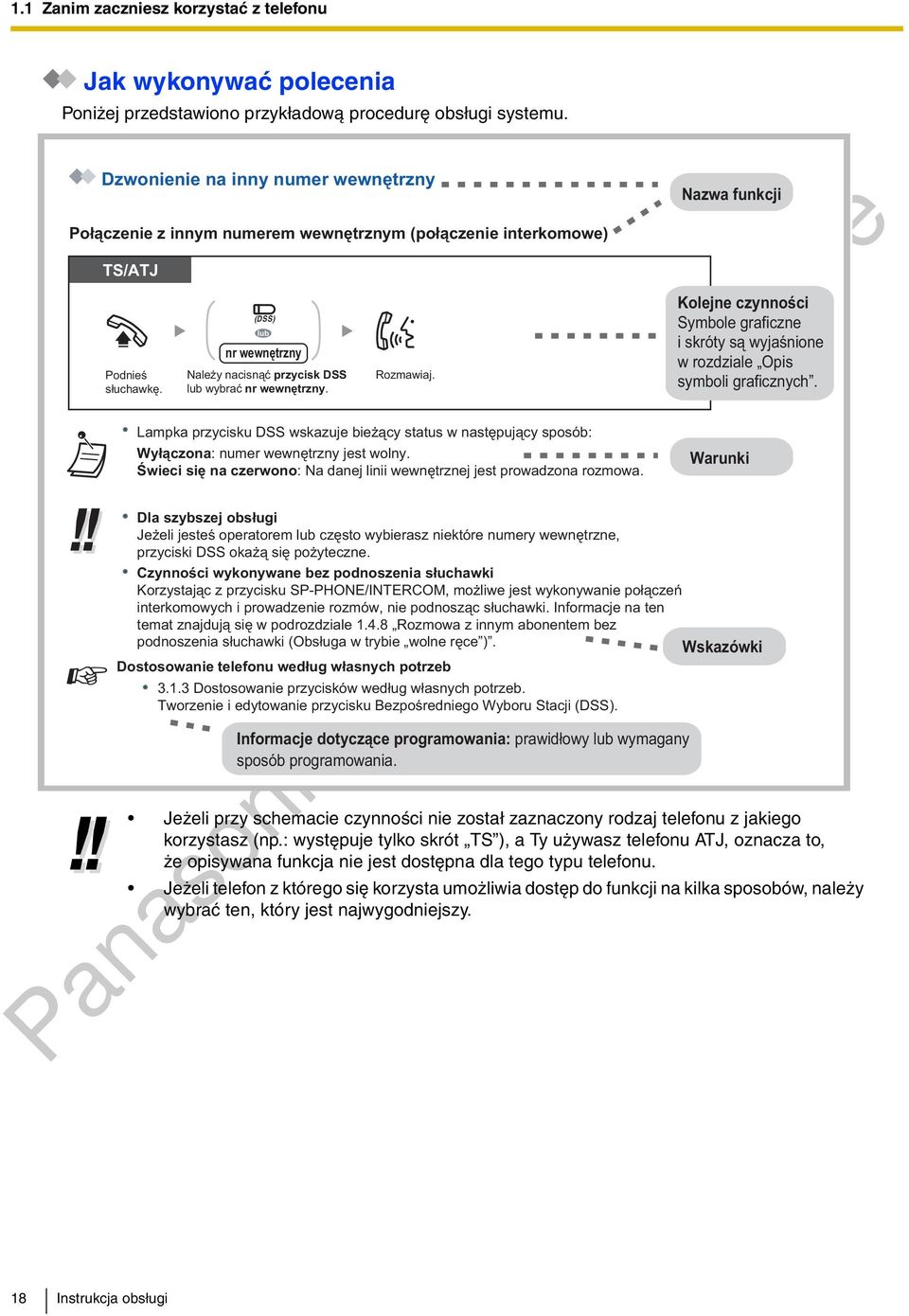 (DSS) lub nr wewnętrzny Należy nacisnąć przycisk DSS lub wybrać nr wewnętrzny. Rozmawiaj. Lampka przycisku DSS wskazuje bieżący status w następujący sposób: Wyłączona: numer wewnętrzny jest wolny.