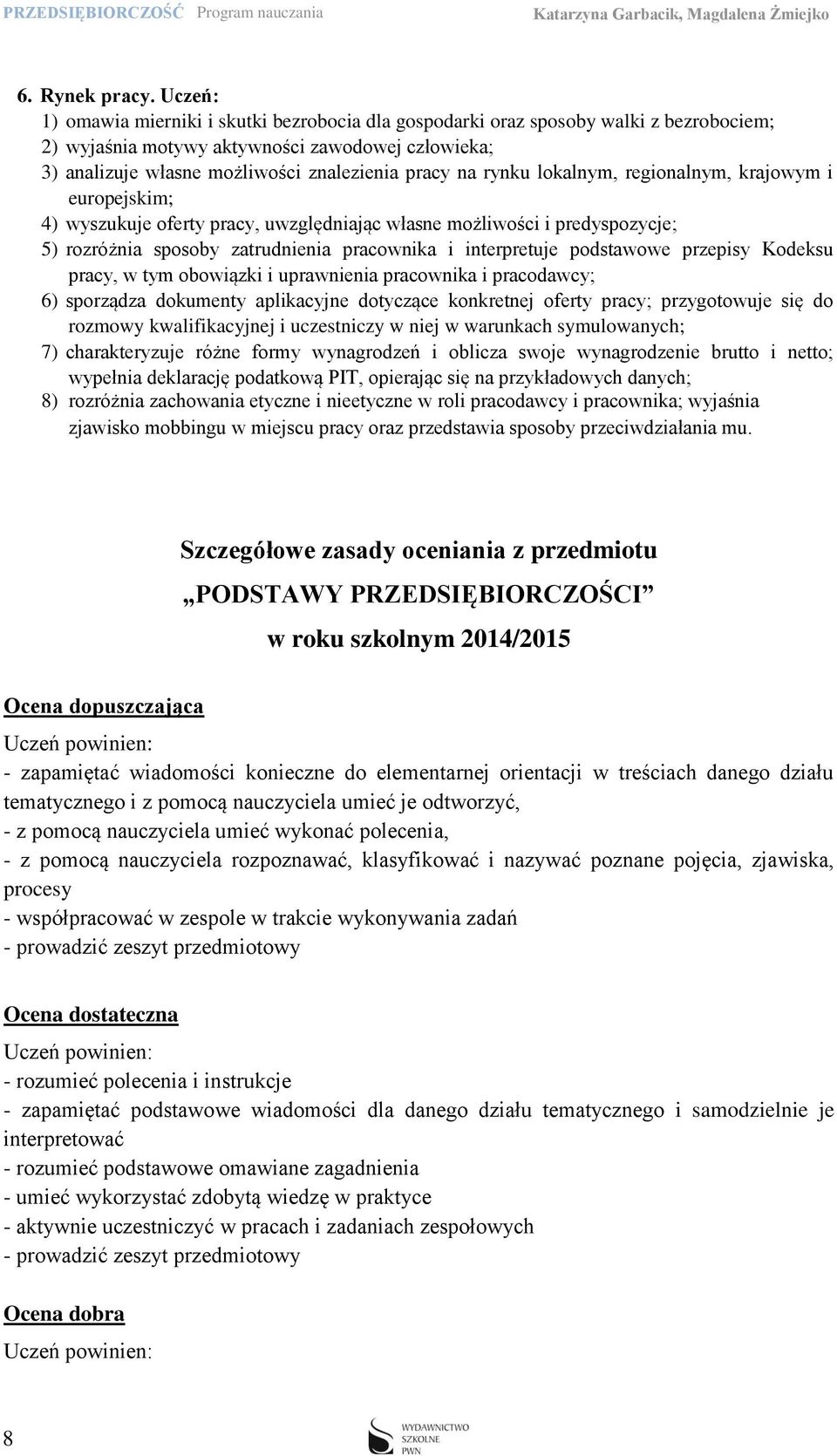 lokalnym, regionalnym, krajowym i europejskim; 4) wyszukuje oferty pracy, uwzględniając własne możliwości i predyspozycje; 5) rozróżnia sposoby zatrudnienia pracownika i interpretuje podstawowe