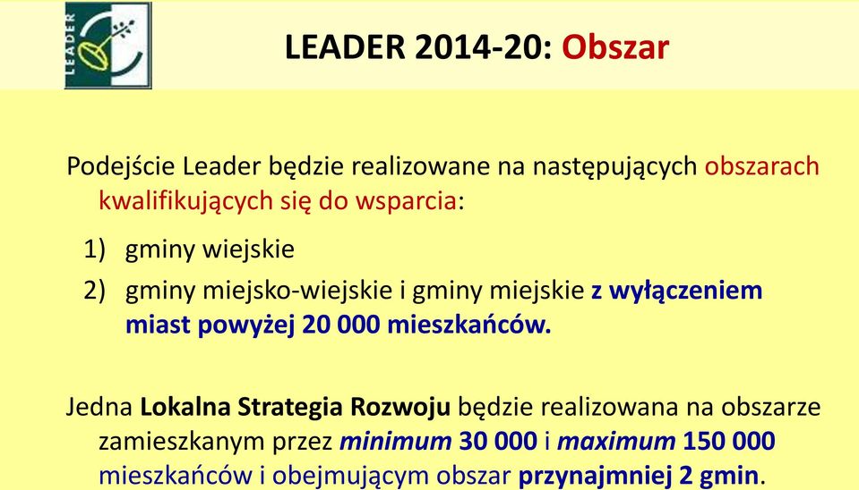 wyłączeniem miast powyżej 20 000 mieszkańców.