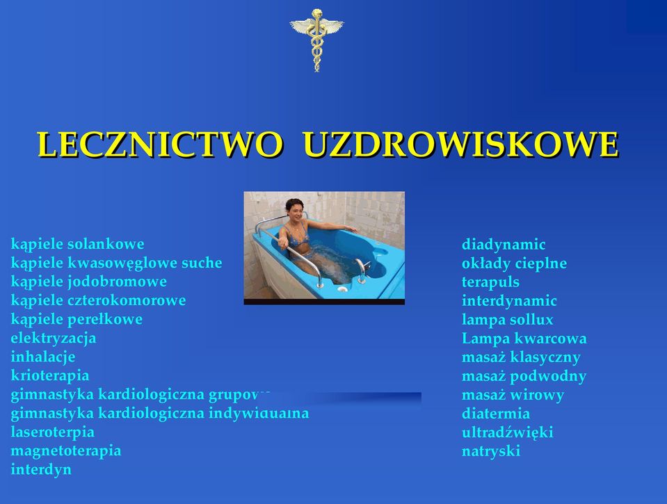 inhalacje krioterapia gimnastyka kardiologiczna grupowa WE gimnastyka kardiologiczna indywidualna laseroterpia