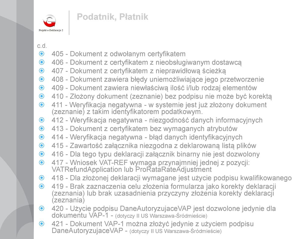 negatywna - w systemie jest już złożony dokument (zeznanie) z takim identyfikatorem podatkowym.