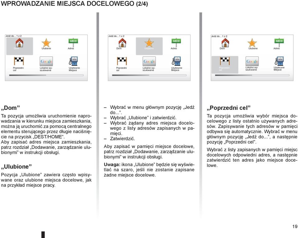 .. 1 z 2 Dom Ulubione Adres Dom Ulubione Adres Dom Ulubione Adres Google Google Google Poprzedni cel Lokalne wyszukiwanie Użyteczne Miejsce Poprzedni cel Lokalne wyszukiwanie Użyteczne Miejsce