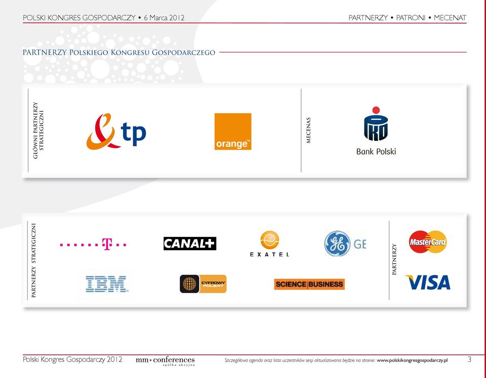 Partnerzy Główni Partnerzy STRATEGICZNI Mecenas Szczegółowa agenda oraz