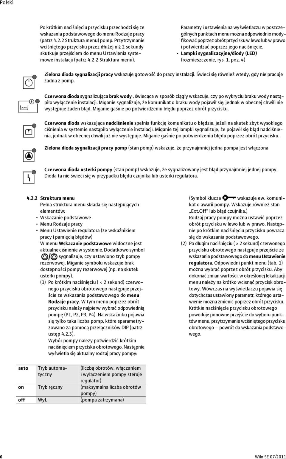 Parametry i ustawienia na wyświetlaczu w poszczególnych punktach menu można odpowiednio modyfikować poprzez obrót przycisku w lewo lub w prawo i potwierdzać poprzez jego naciśnięcie.