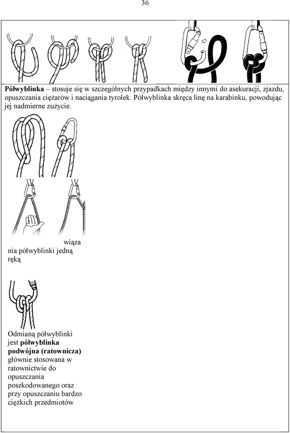 wiąza nia półwyblinki jedną ręką Odmianą półwyblinki jest półwyblinka podwójna (ratownicza) głównie