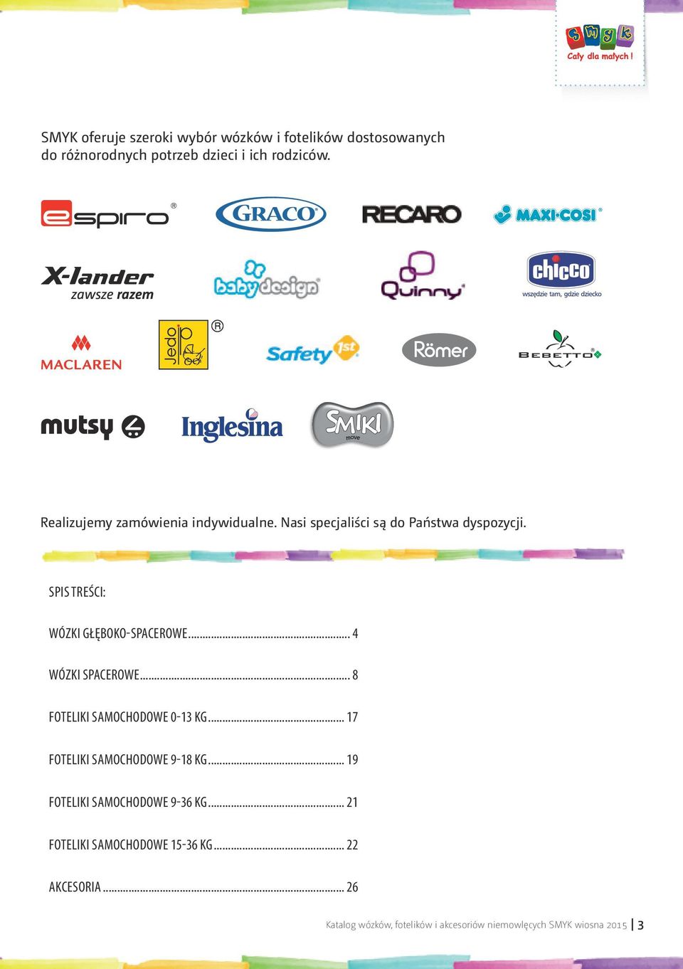 .. 4 WÓZKI SPACEROWE... 8 FOTELIKI SAMOCHODOWE 0-13 KG... 17 FOTELIKI SAMOCHODOWE 9-18 KG.