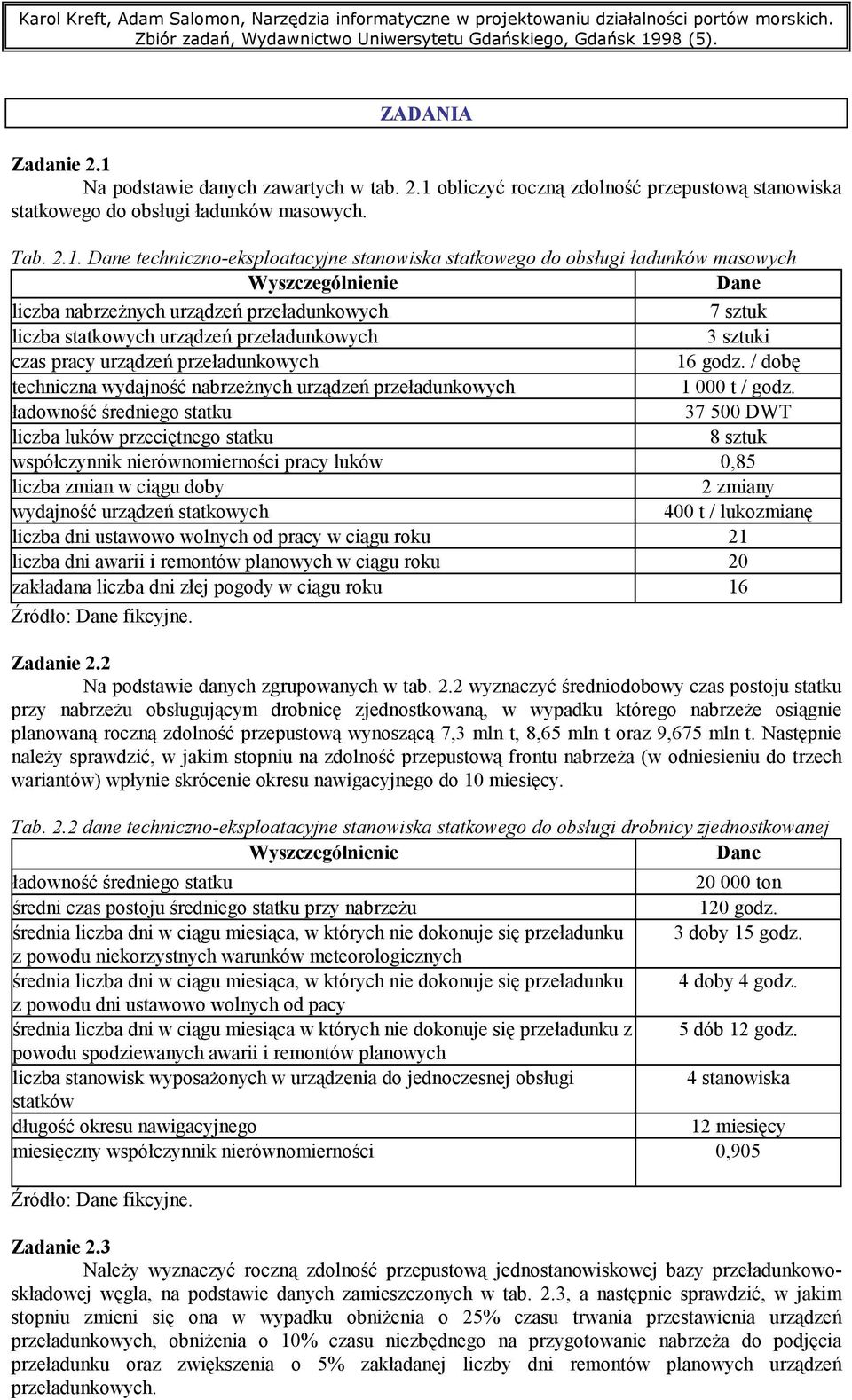 techniczno-eksploatacyjne stanowiska statkowego do obsługi ładunków masowych liczba nabrzeżnych urządzeń przeładunkowych 7 sztuk liczba statkowych urządzeń przeładunkowych 3 sztuki czas pracy