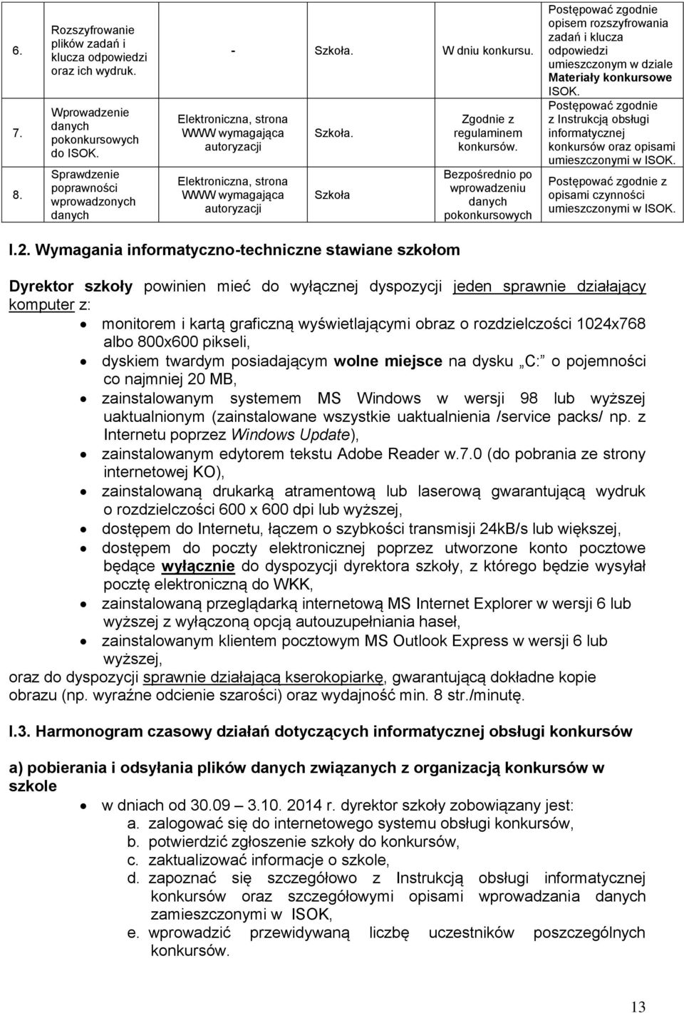 Bezpośrednio po wprowadzeniu danych pokonkursowych Postępować zgodnie opisem rozszyfrowania zadań i klucza odpowiedzi umieszczonym w dziale Materiały konkursowe ISOK.