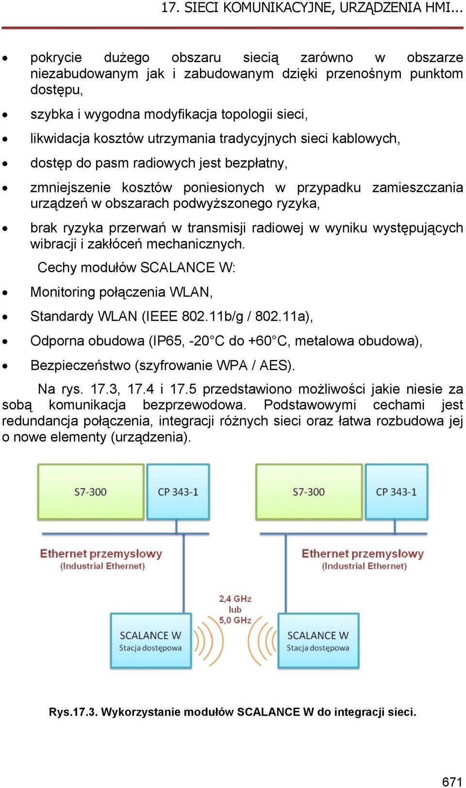 transmisji radiowej w wyniku występujących wibracji i zakłóceń mechanicznych. Cechy modułów SCALANCE W: Monitoring połączenia WLAN, Standardy WLAN (IEEE 802.11b/g / 802.