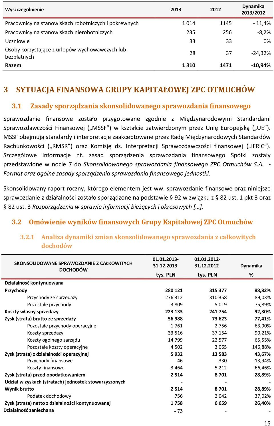 1 Zasady sporządzania skonsolidowanego sprawozdania finansowego Sprawozdanie finansowe zostało przygotowane zgodnie z Międzynarodowymi Standardami Sprawozdawczości Finansowej ( MSSF ) w kształcie