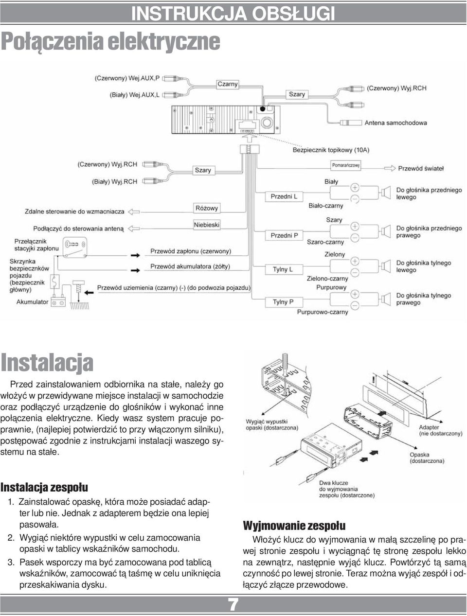 Instalacja zespołu 1. Zainstalować opaskę, która może posiadać adapter lub nie. Jednak z adapterem będzie ona lepiej pasowała. 2.