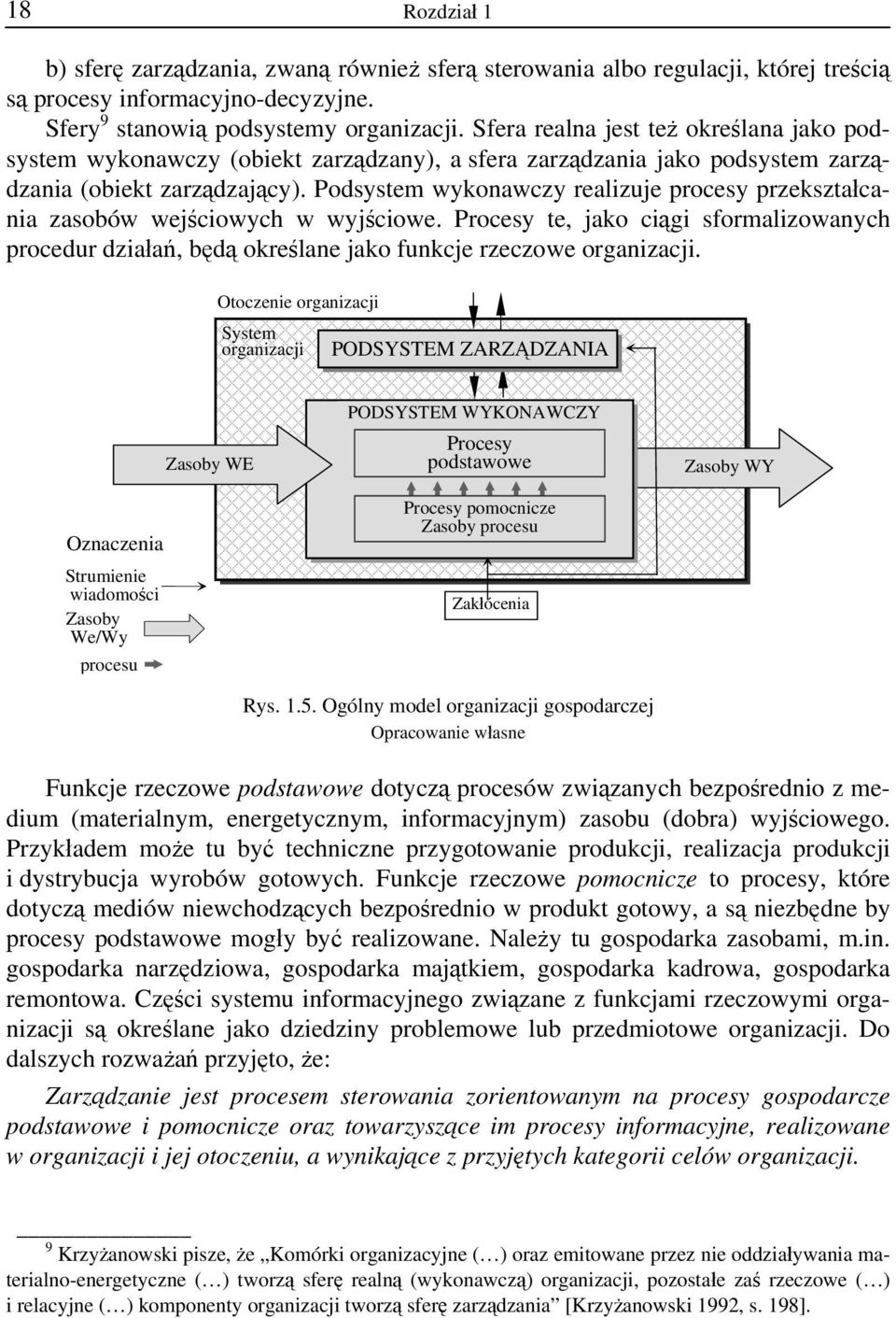 Podsystem wykonawczy realizuje procesy przekształcania zasobów wejściowych w wyjściowe. Procesy te, jako ciągi sformalizowanych procedur działań, będą określane jako funkcje rzeczowe organizacji.