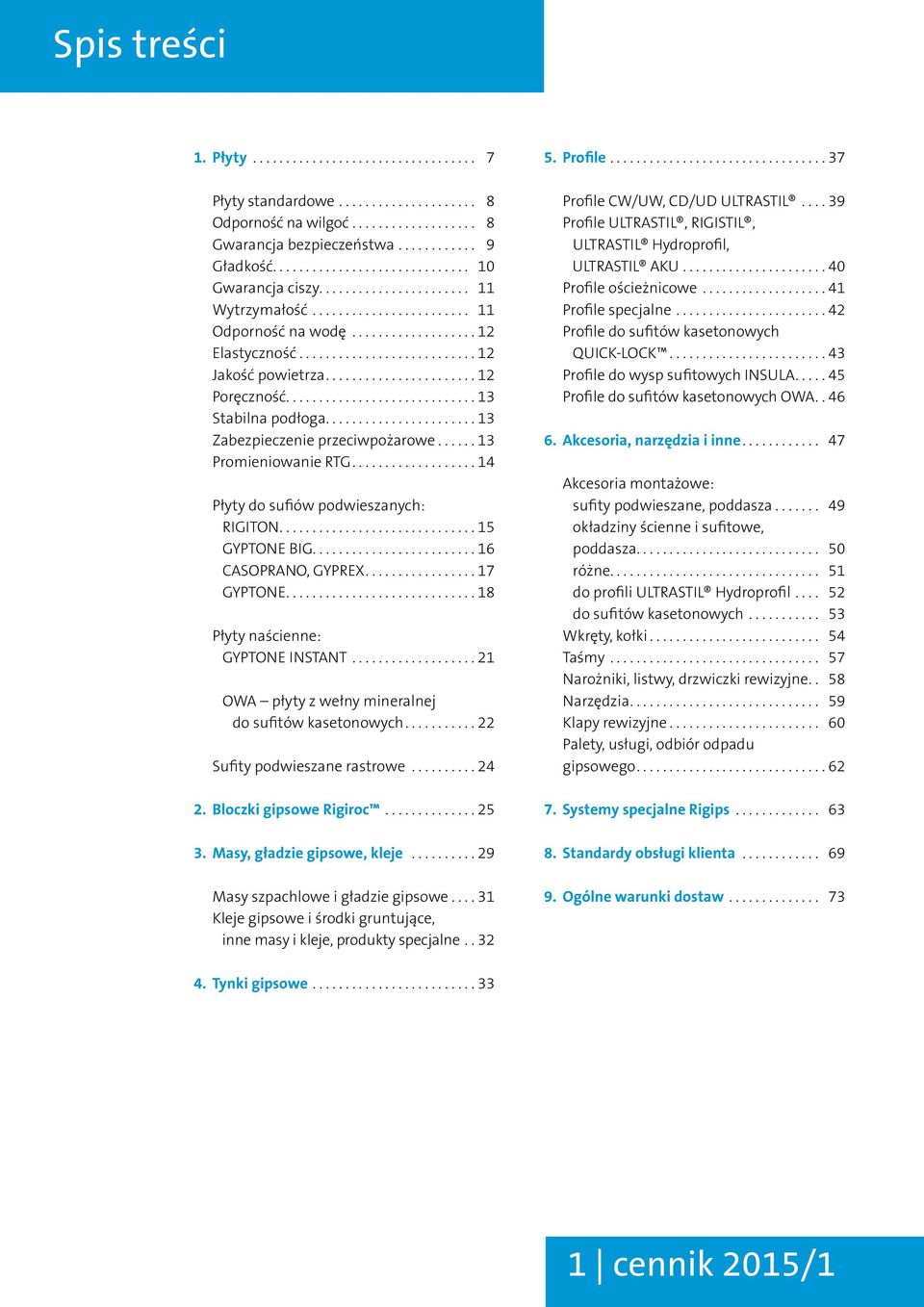 ........................ 6 CASOPRANO, GYPREX.... 7 GYPTONE... 8 Płyty naścienne: GYPTONE INSTANT... OWA płyty z wełny mineralnej do sufitów kasetonowych... Sufity podwieszane rastrowe.