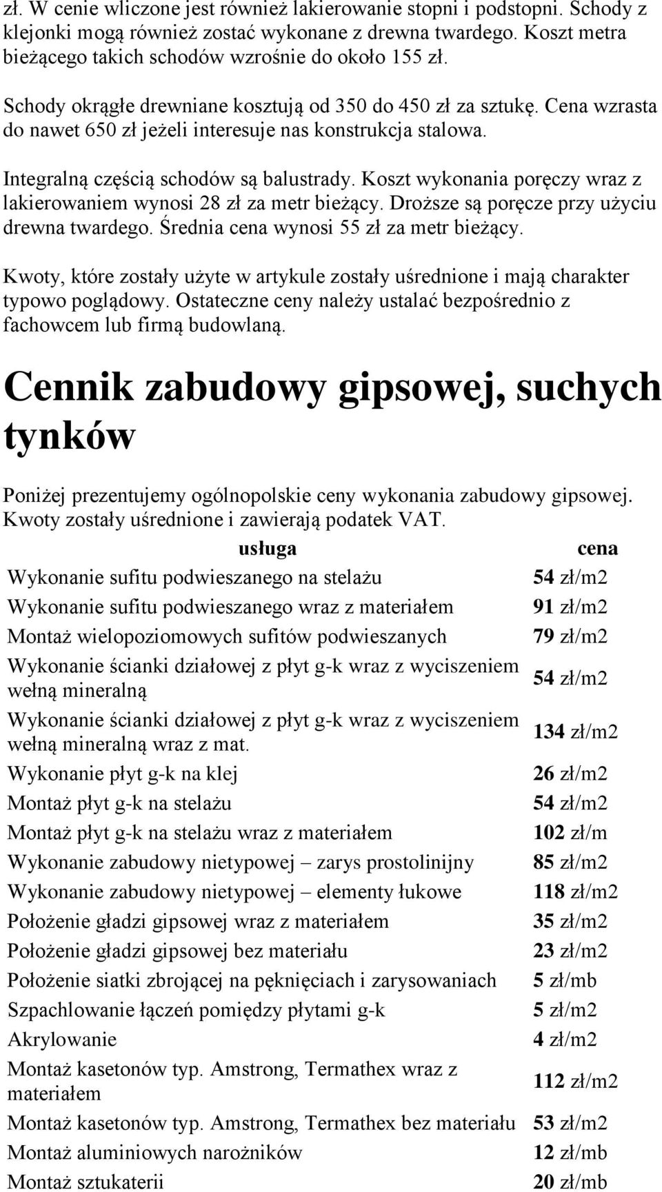 Koszt wykonania poręczy wraz z lakierowaniem wynosi 28 zł za metr bieżący. Droższe są poręcze przy użyciu drewna twardego. Średnia wynosi 55 zł za metr bieżący.