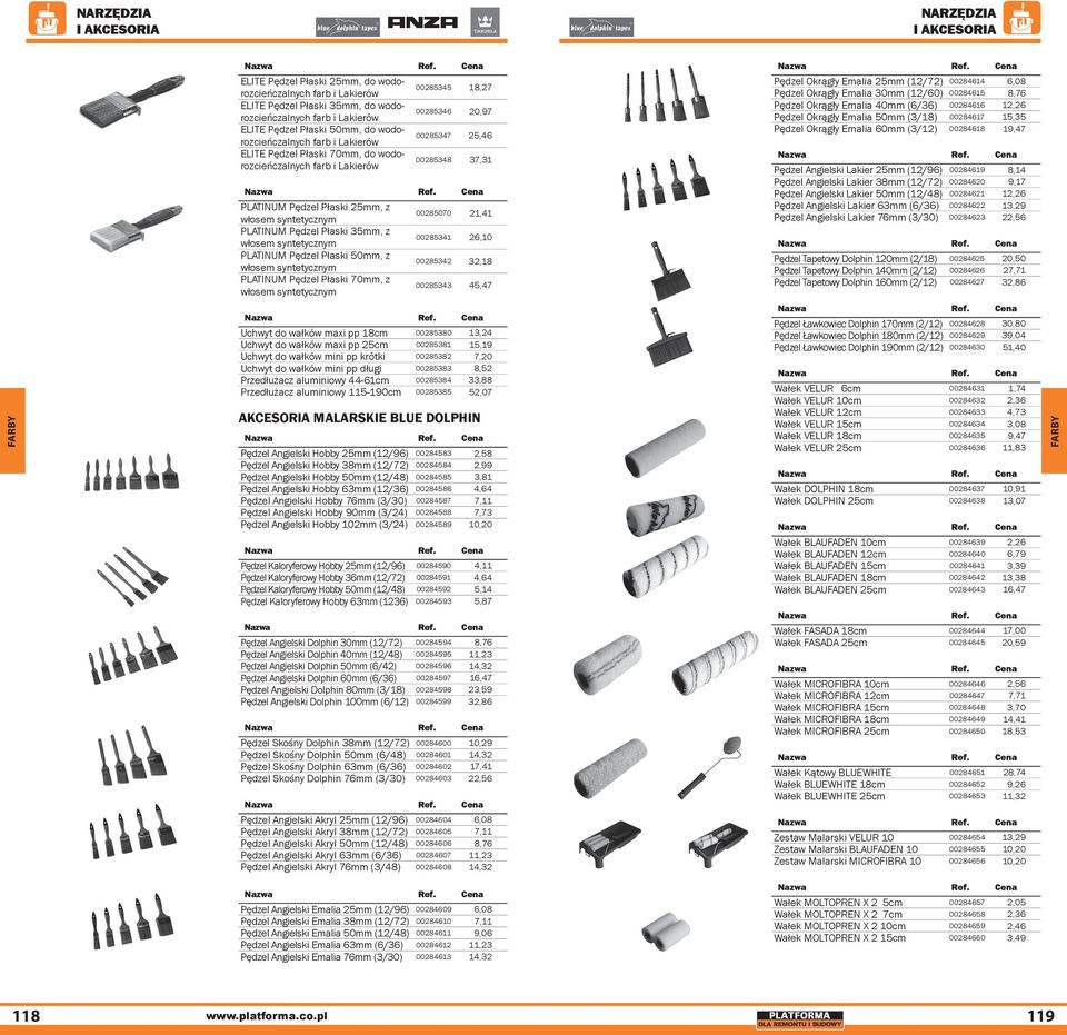 włosem syntetycznym PLATINUM Pędzel Płaski 35mm, z włosem syntetycznym PLATINUM Pędzel Płaski 50mm, z włosem syntetycznym PLATINUM Pędzel Płaski 70mm, z włosem syntetycznym 00285070 21,41 00285341
