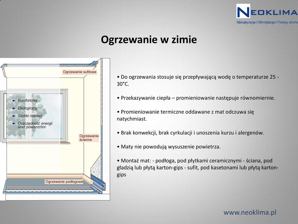 Promieniowanie termiczne oddawane z mat odczuwa się natychmiast.