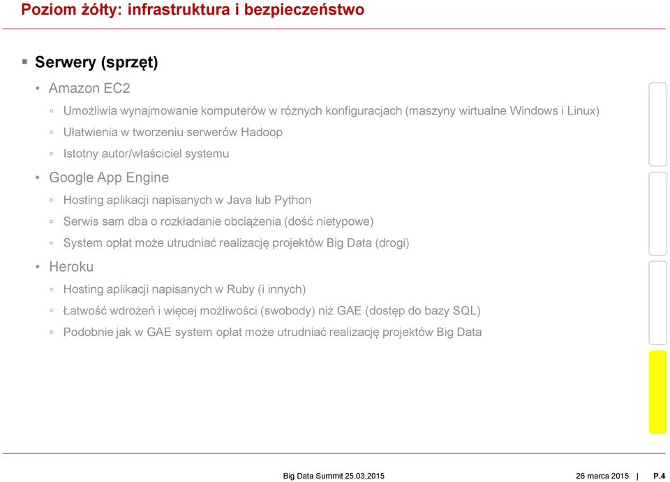 dba o rozkładanie obciążenia (dość nietypowe) System opłat może utrudniać realizację projektów Big Data (drogi) Heroku Hosting aplikacji napisanych w Ruby (i