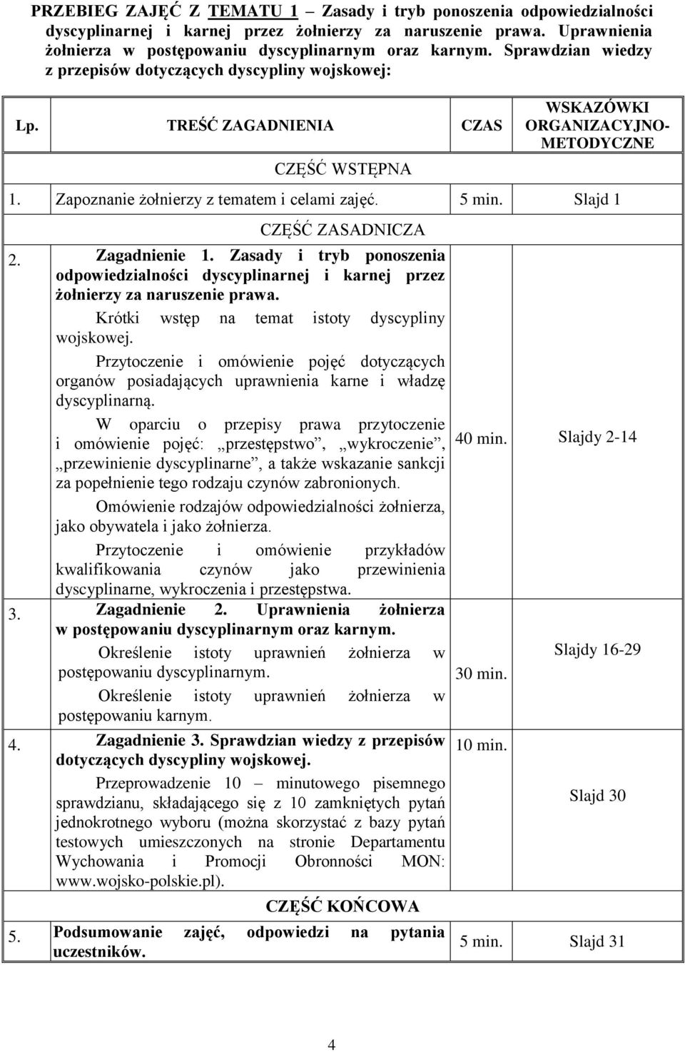 Slajd 1 CZĘŚĆ ZASADNICZA 2. Zagadnienie 1. Zasady i tryb ponoszenia odpowiedzialności dyscyplinarnej i karnej przez żołnierzy za naruszenie prawa. Krótki wstęp na temat istoty dyscypliny wojskowej.