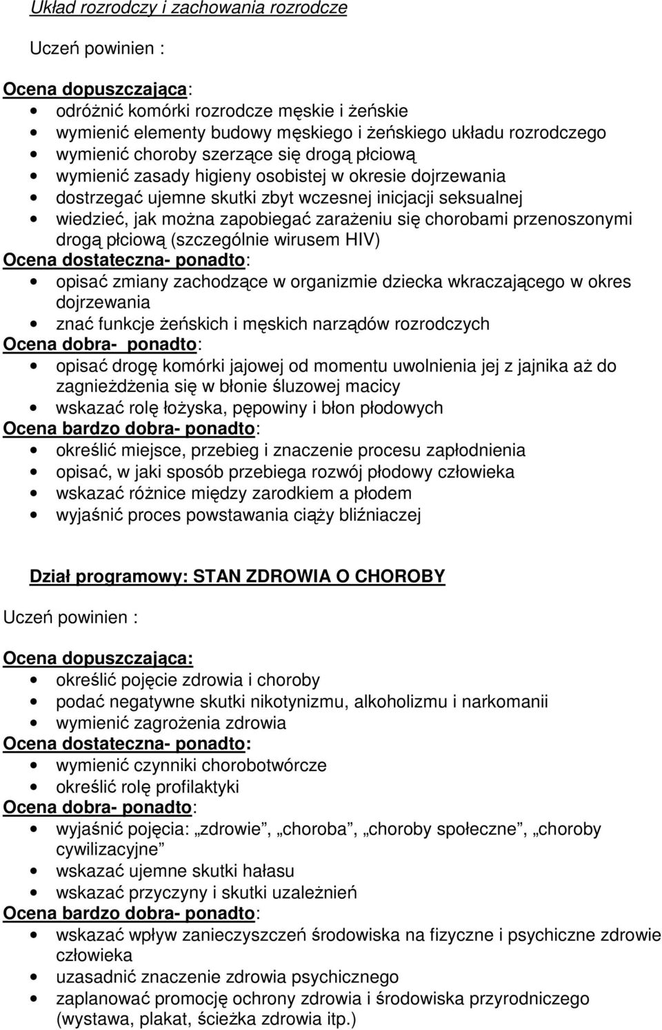 drogą płciową (szczególnie wirusem HIV) opisać zmiany zachodzące w organizmie dziecka wkraczającego w okres dojrzewania znać funkcje Ŝeńskich i męskich narządów rozrodczych opisać drogę komórki