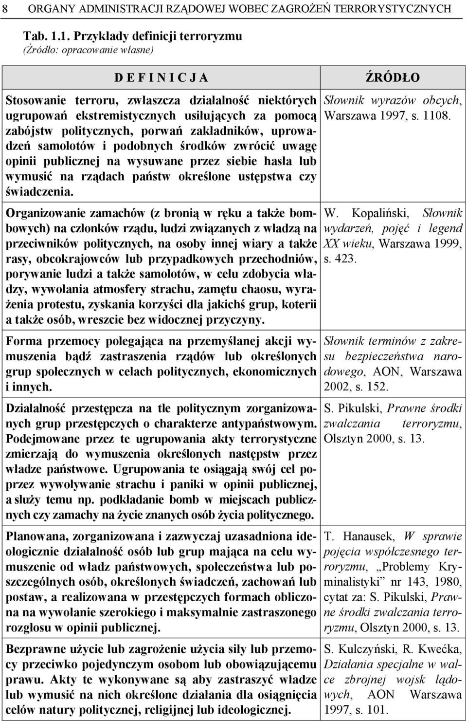 politycznych, porwań zakładników, uprowadzeń samolotów i podobnych środków zwrócić uwagę opinii publicznej na wysuwane przez siebie hasła lub wymusić na rządach państw określone ustępstwa czy