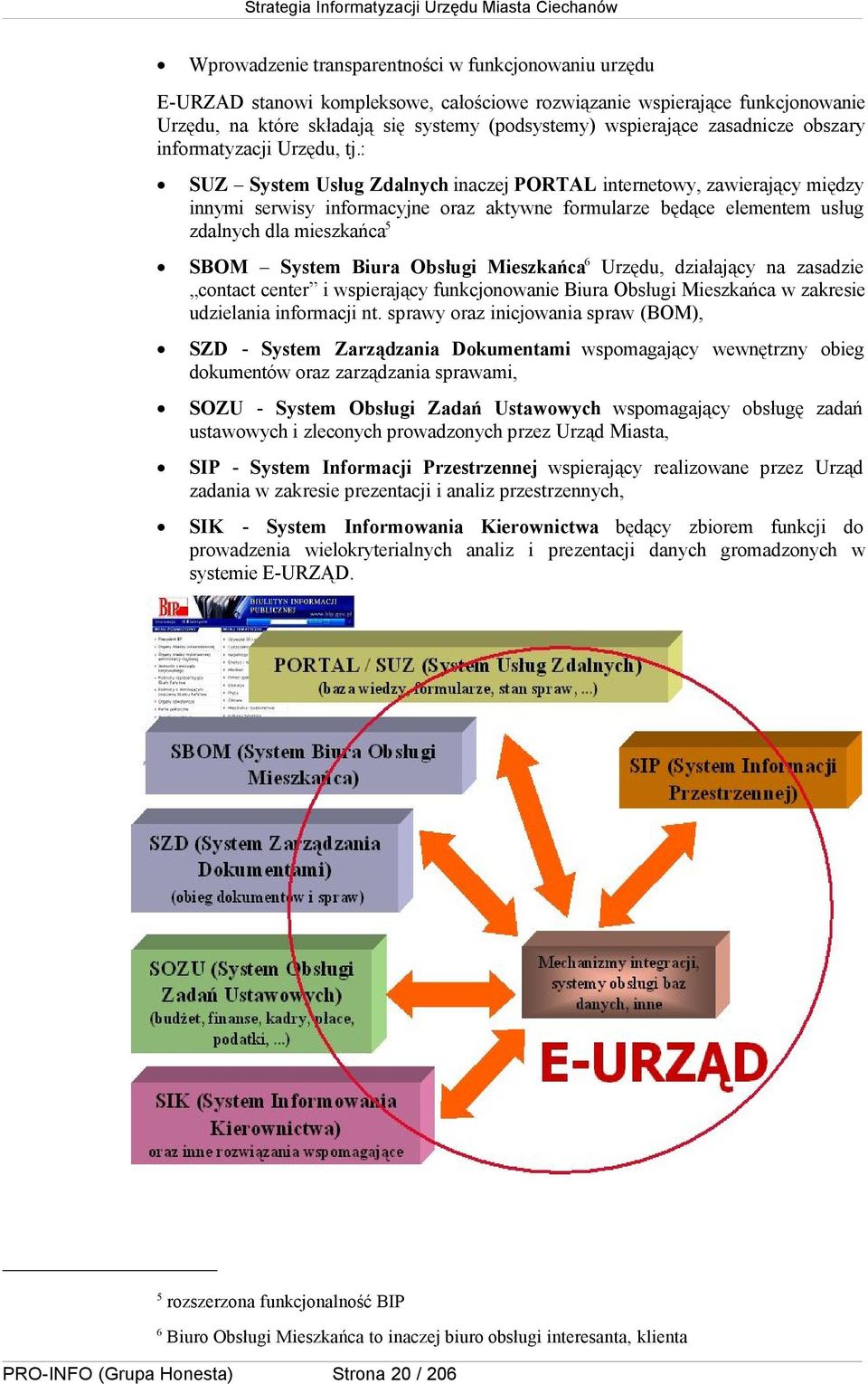 : SUZ System Usług Zdalnych inaczej PORTAL internetowy, zawierający między innymi serwisy informacyjne oraz aktywne formularze będące elementem usług zdalnych dla mieszkańca5 SBOM System Biura