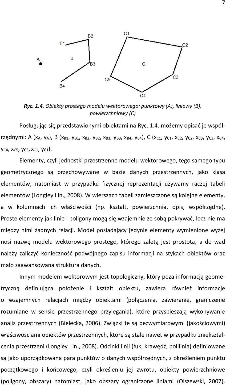 reprezentacji używamy raczej tabeli elementów (Longley i in., 2008). W wierszach tabeli zamieszczone są kolejne elementy, a w kolumnach ich właściwości (np. kształt, powierzchnia, opis, współrzędne).