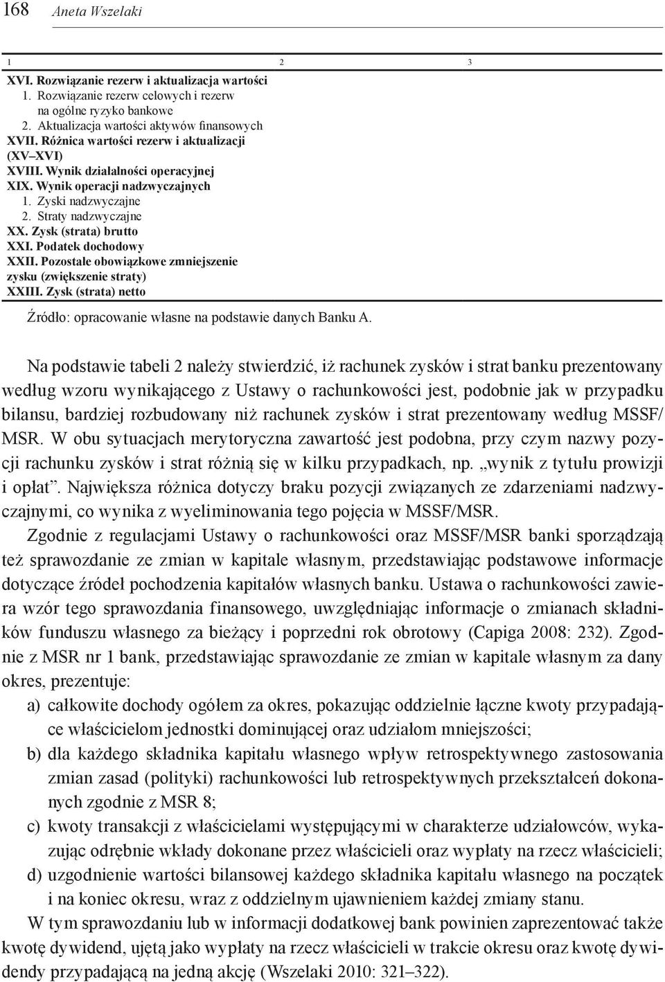 Podatek dochodowy XXII. Pozostałe obowiązkowe zmniejszenie zysku (zwiększenie straty) XXIII. Zysk (strata) netto Źródło: opracowanie własne na podstawie danych Banku A.