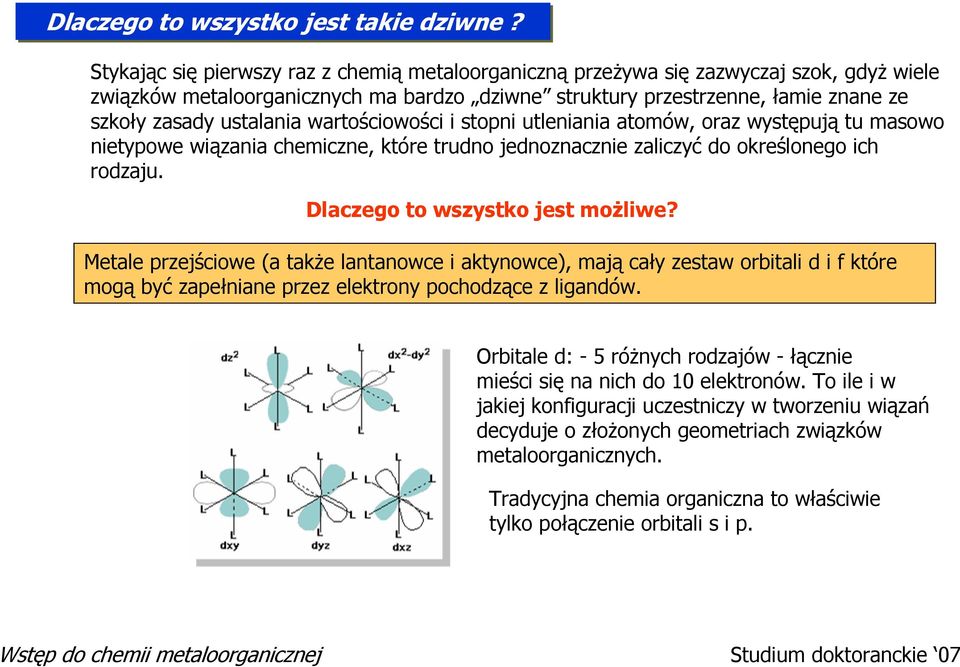 wartościowości i stopni utleniania atomów, oraz występują tu masowo nietypowe wiązania chemiczne, które trudno jednoznacznie zaliczyć do określonego ich rodzaju. Dlaczego to wszystko jest możliwe?