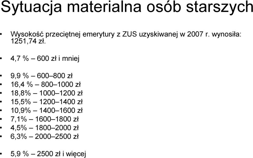 4,7 % 600 zł i mniej 9,9 % 600 800 zł 16,4 % 800 1000 zł 18,8% 1000 1200 zł