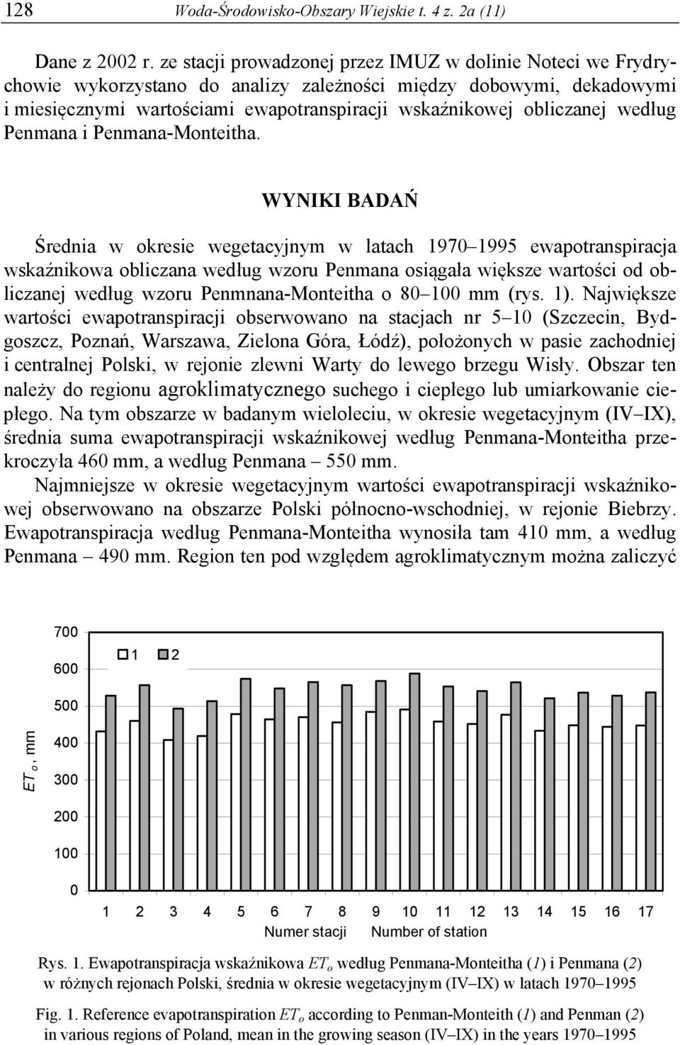 według Penmana i Penmana-Monteitha.