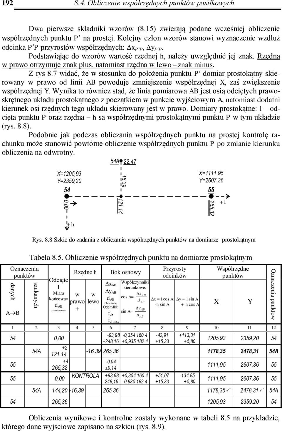 ostawiając o wzorów wartość rzęnej h, należy uwzglęnić jej znak. Rzęna w prawo otrzymuje znak plus, natomiast rzęna w lewo znak minus. Z rys 8.