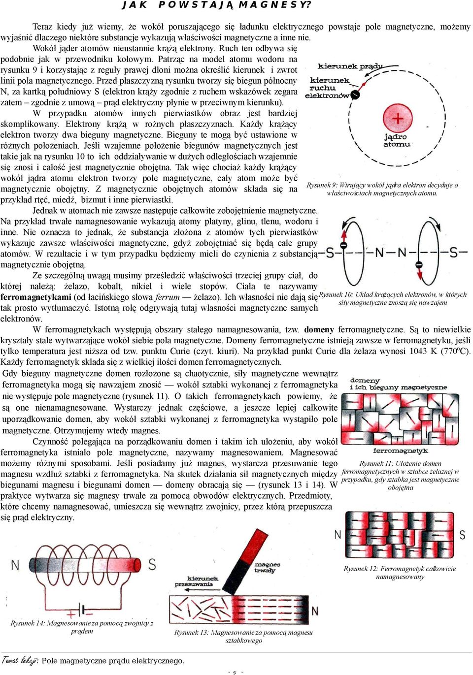 Wokół jąder atomów nieustannie krążą elektrony. Ruch ten odbywa się podobnie jak w przewodniku kołowym.