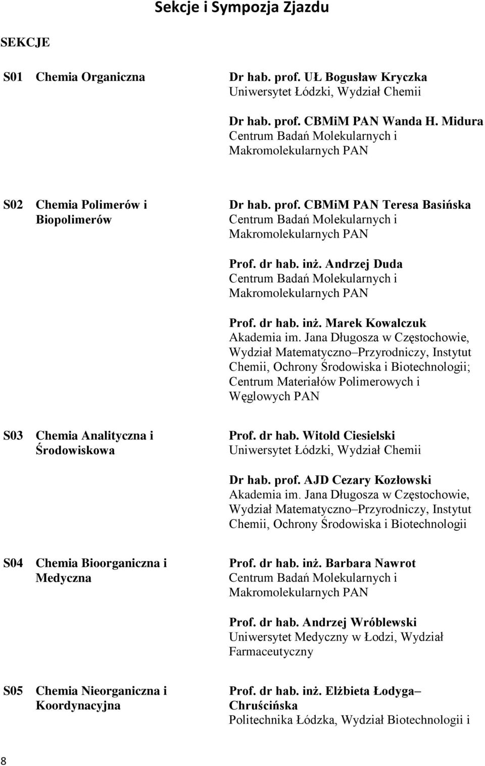 dr hab. inż. Andrzej Duda Centrum Badań Molekularnych i Makromolekularnych PAN Prof. dr hab. inż. Marek Kowalczuk Akademia im.