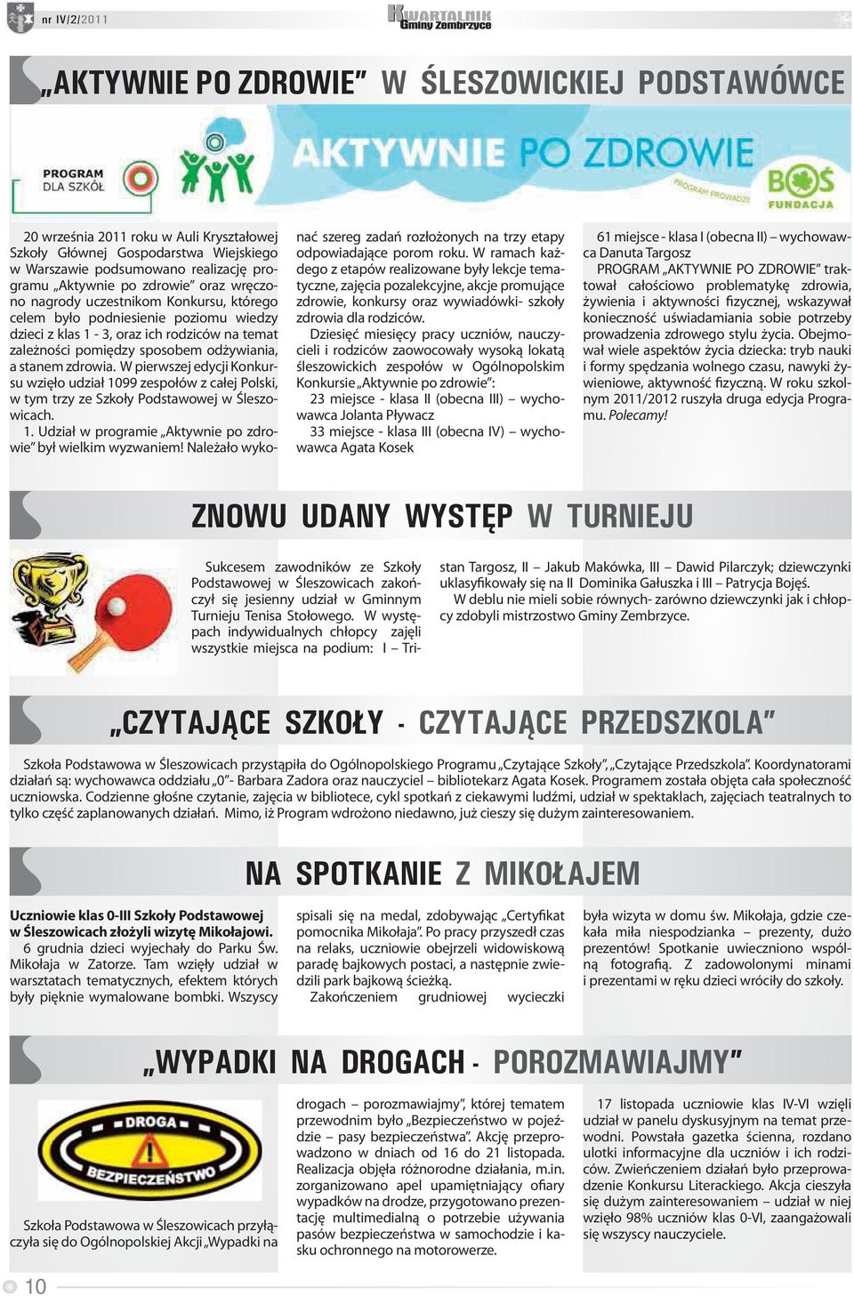 W pierwszej edycji Konkursu wzięło udział 1099 zespołów z całej Polski, w tym trzy ze Szkoły Podstawowej w Śleszowicach. 1. Udział w programie Aktywnie po zdrowie był wielkim wyzwaniem!