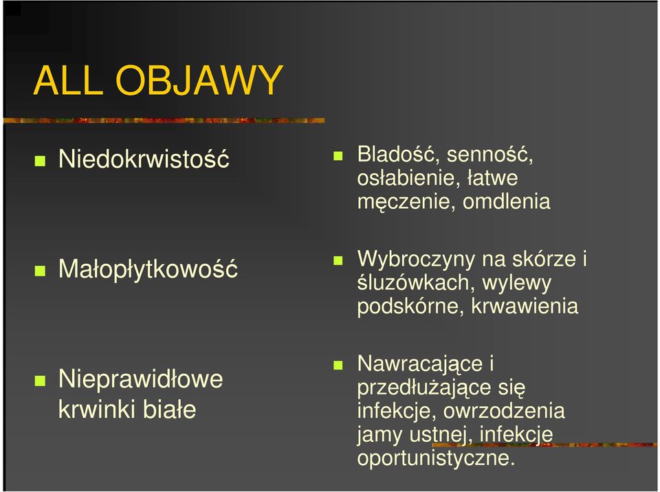 skórze i śluzówkach, wylewy podskórne, krwawienia Nawracające i