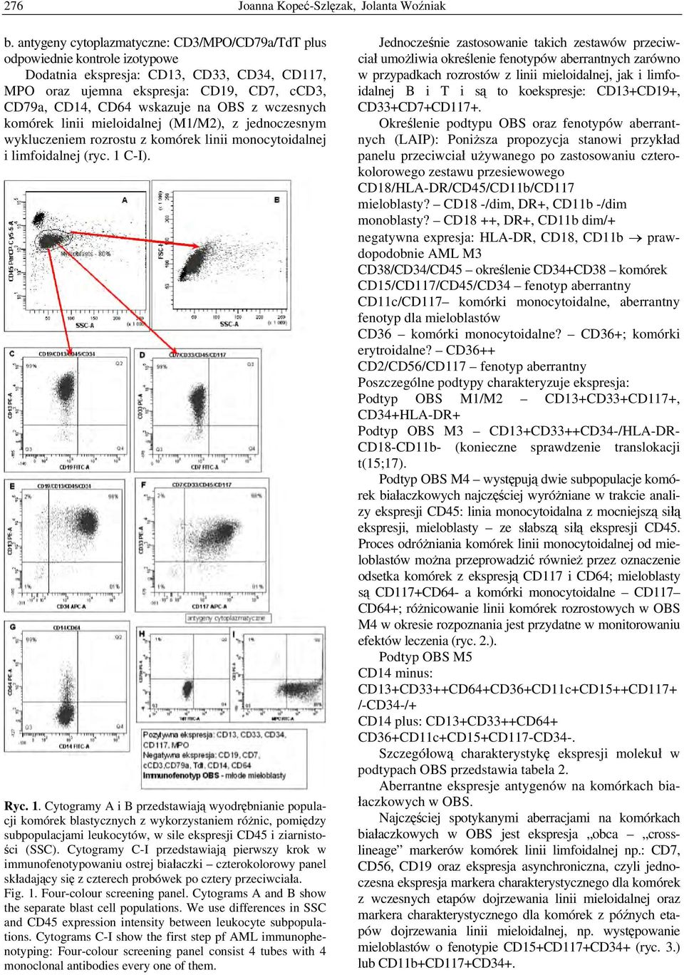 OBS z wczesnych komórek linii mieloidalnej (M1/M2), z jednoczesnym wykluczeniem rozrostu z komórek linii monocytoidalnej i limfoidalnej (ryc. 1 